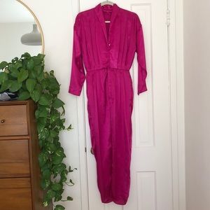 Pink Satin 80’s Jumpsuit